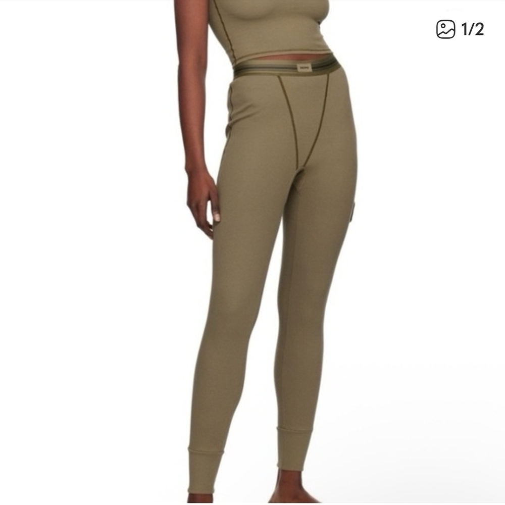SKIMS Olive Ribbed Women's Pants